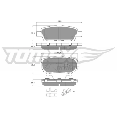 Imagen de TOMEX brakes TX 14 87 Juego de pastillas freno Eje trasero con avisador acústico desgaste accesorios MITSUBISHI: Lancer 8 Limousine