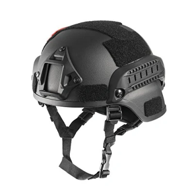 Imagen de OneTigris Casco de combate avanzado (ACH) estilo MICH 2000 con soporte para gafas visión nocturna (NVG) y riel lateral airsoft/paintball, TG ZSK05, negro