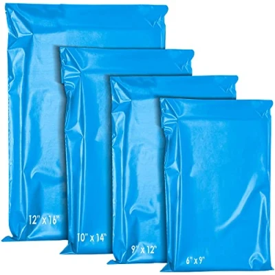 Imagen de 60 bolsas de plástico con cierre autoadhesivo, color azul, Blue, 4 Size Mix 60, Bolsa correo