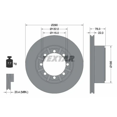 Imagen de TEXTAR 93117600 Disco de freno 290 22 08/08 132 ventilación interna sin perno sujeción rueda, buje rueda RENAULT: Mascott Furgón