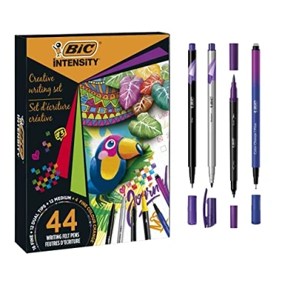 Imagen de BIC intensity Kit Creativo, Set de 44 Rotuladores Colores Intensos para Pintar y Dibujar.Incluye 12 Doble Punta, 28 variados 4 color cambiante
