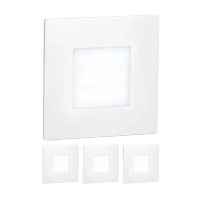 Imagen de ledscom.de 4 LED luz de escalera/luz pared empotrada FEX para interior y exterior, angular, 85 x 85mm, blanco frío