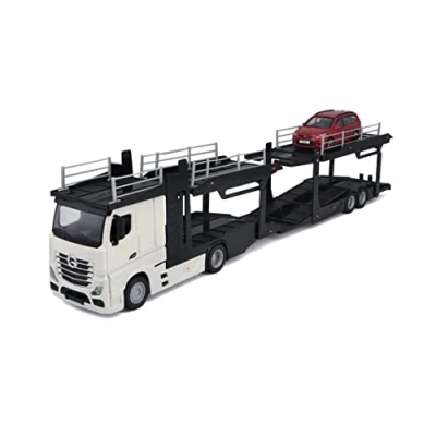Imagen de Bburago B18 31456 Multímetro a escala 1:43 de Mercedes Benz Actros con coche adicional en la parte trasera , color/modelo surtido
