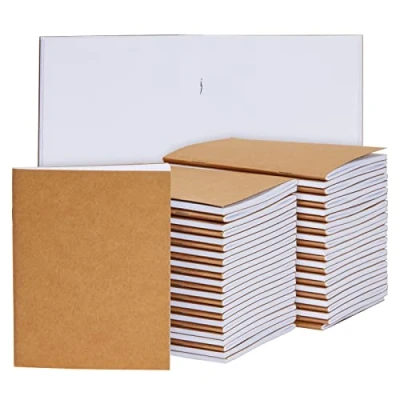 Imagen de Cuadernos de papel Kraft (Paquete 48) diario, Diarios bolsillo para viajeros, Diarios, Notas Sin lineas, cubierta en kraft, 24 páginas a doble cara, 10,8 cm x 13,4