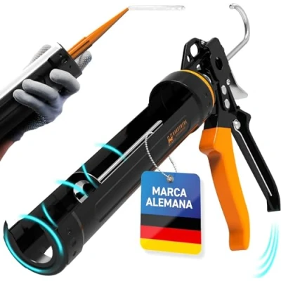 Imagen de HARDTWERK Hydro Prensa de cartucho silicona con cortador cartuchos [18:1] pistola profesional para sellado y adhesivo 150 310 ml (silicona, acrílico, etc.)