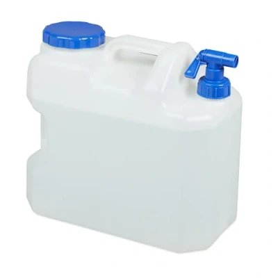 Imagen de Relaxdays Bidón de Agua con Grifo, Tapa Rosca, Garrafa XL, Camping, 18L, Sin BPA, 1 Ud., Blanco