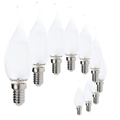 Imagen de SUNSEED 10x Bombilla Vela Llama Filamento LED Opalina E14 4W = 40W Blanco Cálido 2700K