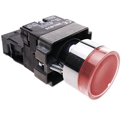 Imagen de BeMatik Pulsador momentáneo 22mm 1NC 400V 10A Normal Cerrado con luz LED Rojo