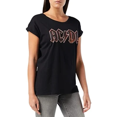 Imagen de MERCHCODE Ladies AC/DC Voltage tee Camiseta, Black, M para Mujer