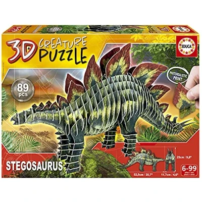 Imagen de Educa Puzzle 3D Stegosaurus Creature Puzzle. Monta tu Propio Dinosaurio a Partir de 5 6 7 8 años (19184)