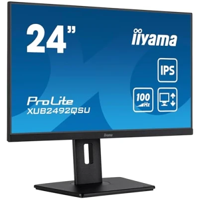 Imagen de iiyama XUB2492QSU B1 24&quot; Panel IPS, 2560x1440100Hz QHD, 0,5ms (MPRT), FreeSync, 15cm Regulable en altura, Pivotante, 300cd/m², HDMI, DisplayPort, Altavoces, USB 3x3.2+1xC(15W)