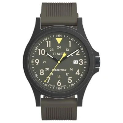 Imagen de Timex Expedition Acadia Reloj para hombre de 40 mm, pulsera en silicona gris plomo, esfera verde, caja negra TW4B30000