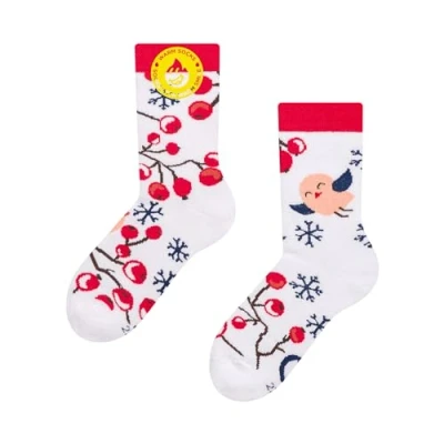 Imagen de Dedoles Calcetines Unisex Hombre Mujer y Niños Algodón muchos diseños divertidos diferente izquierda derecha, color: Blanco, diseño: Bayas de invierno (invierno), tamaño: 31 34