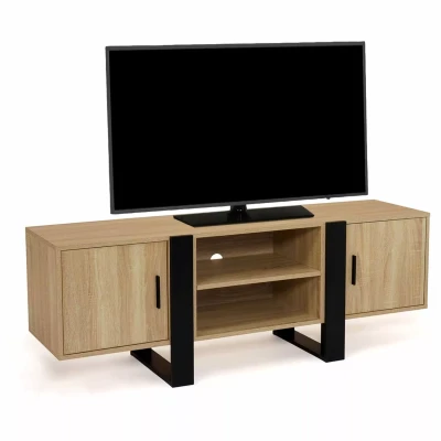 Imagen de IDMarket Phoenix Mueble para TV (140 cm, 2 puertas, madera y negro), color negro