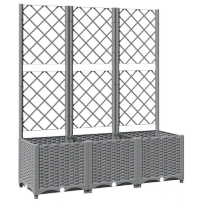 Imagen de vidaXL Jardinera con enrejado PP gris claro 120x40x136 cm