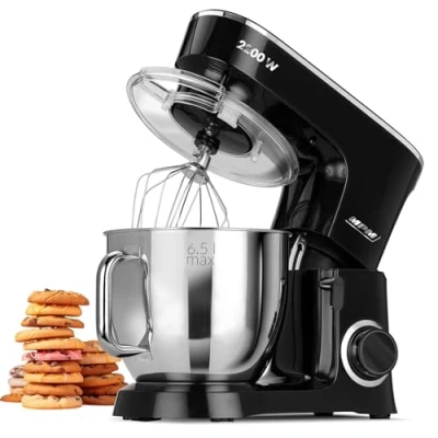 Imagen de MPM MRK 19 Batidora Amasadora Repostería Profesional Robot Cocina Orbital, 2200W Máx. 6,5L Bol Acero Inox, 6 Velocidades + Función Pulso, Sistema Planetario, Tapa Anti salpicaduras, 3 Accesorios