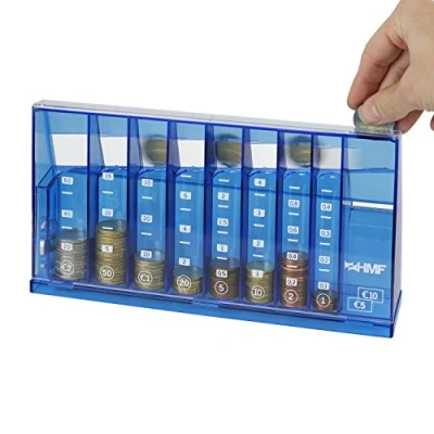Imagen de HMF 4710 05 Clasificador de Monedas, alcancía para colecta 24 x 5 12 cm, Azul
