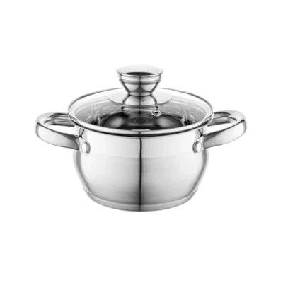 Imagen de FLORINA Cacerola de Acero Inoxidable (1,3 l) 14 cm I Ollas Cocina con Tapa Cristal OLIVER Apto para Lavavajillas Olla Pasta, Sopas Ideal Todo Tipo Cocinas, Incluyendo Inducción