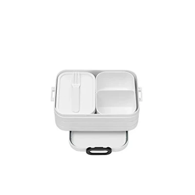 Imagen de Mepal Fiambrera Bento Take A Break midi Lonchera Con Box Lunch para Sándwiches, Pequeños Tentempiés y Sobras Merienda &amp; Almuerzo Compartimentos 900 ml White