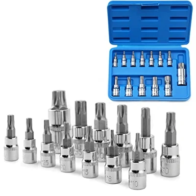 Imagen de Profiwoab Juego de 13 brocas Torx T50, T8 T70, 1/5.1 cm, 3/20.3 1/10.2 cm para uso manual con estuche almacenamiento