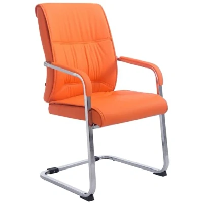 Imagen de CLP Silla De Conferencia Anubis En Polipiel I Oficina Estilo Cantiléver, con Reposabrazos &amp; Base Metálica, Color:Naranja
