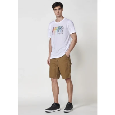 Imagen de Camiseta de Hombre Algodón con Estampado Bicicletas Color Blanco