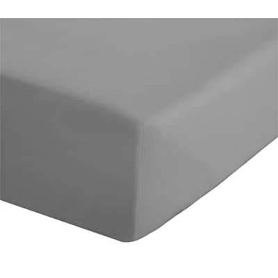 Imagen de Catherine Lansfield Easy Iron Percale Sábana Bajera Ajustable, Poliéster y algodón, Gris, Tamaño superking, Matrimonio Grande