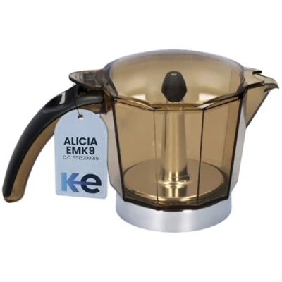 Imagen de DeLongui Repuesto de Jarra Cafetera EMK9 Compatible con Moka Alicia para 9 Tazas Color Marrón Semitransparente Resistente Libre BPA