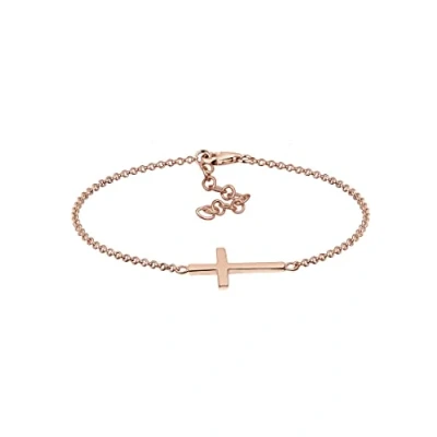 Imagen de Elli Pulseras Mujeres cruz de Fe en Plata Ley 925 Bañada Oro Rosa