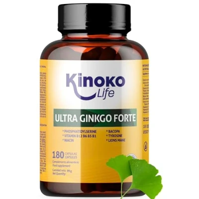 Imagen de Ginkgo Biloba Forte 180 Cápsulas con Bacopa, Fosfatidilserina, Melena de León, Tirosina, Niacina y Vitaminas B Ayuda Nootropicos memoria concentracion