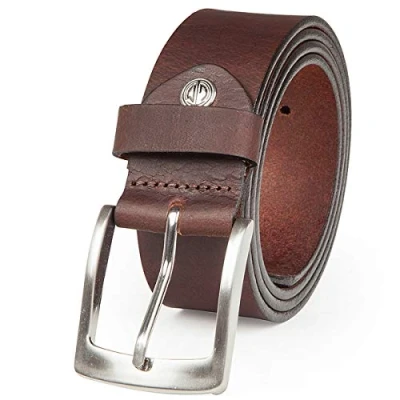 Imagen de LINDENMANN cinturón de piel búfalo para hombre, 40 mm ancho, acortable, piel, vaquero, XL, marrón oscuro, Waist Size 45.5 IN XXL EU 115 cm
