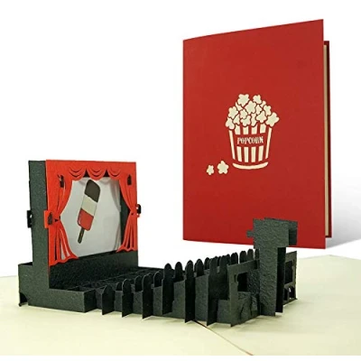 Imagen de Diese Klappkarten Vale de cine I o invitación para visitar el noche películas Tarjeta cupón cumpleaños, idea regalo, H34