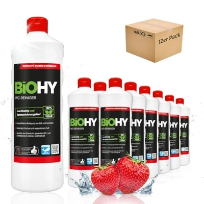 Imagen de BiOHY WC limpiador (12 botellas de 1 litro) Gel viscoso, concentrado ideal contra las escamas orina (WC Reiniger)