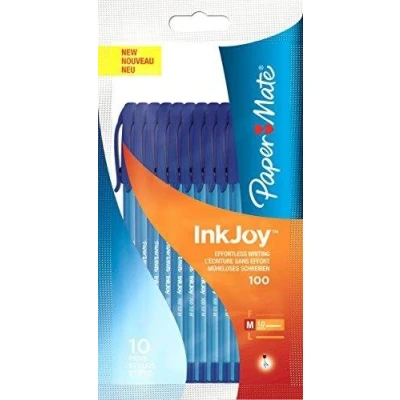 Imagen de PaperMate Inkjoy 100 Bolígrafo de punta bola (10 unidades, media, con tapón), color azul