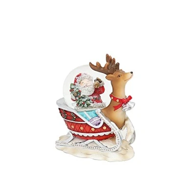 Imagen de Dekohelden24 Pequeña Bola de Nieve, Trineo Reno con Papá Noel, 9 x 4,5 8 cm, cm diámetro.