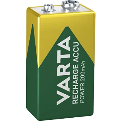 Imagen de VARTA Pilas de 9V, recargables, paquete 1, Recharge Accu Power, batería recargable, 200 mAh, sin efecto memoria, precargadas, listas para usar