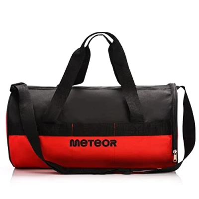 Imagen de Bolsa Deporte Viaje Gimnasio con Compartimento Separado para Zapatos Duffle Bag Hombre Mujer Ultraligera Plegable Deportiva 25 L Yoga Fin de Semana (Rojo/Negro, L)