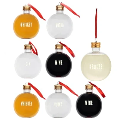 Imagen de THE TWIDDLERS Adornos Navideños de 250 ml con Pegatinas Decoraciones Transparentes Rellenables Personalizadas para Regalar al Árbol Navidad (8, 10cm x 8cm 250ml)