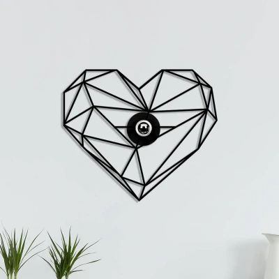 Imagen de Aplique mural Origami corazón Apertura 47 x 12 40 cm MDF Metal Negro Menzzo