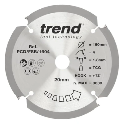 Imagen de Trend CSB/18024 Hoja de sierra circular para madera, diámetro 180 mm, orificio 30 24 dientes, TCT, corte 2,4 gancho +15,