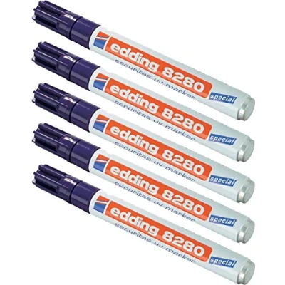 Imagen de Edding 8280 Rotulador especial Securitas UV de luz ultravioleta, 1,5 3 mm, transparente, color Marker 5er Pack