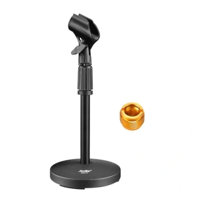 Imagen de Soporte para Micrófono de escritorio Moukey con abrazadera antideslizante y adaptador macho 5/8 pulgadas a 3/8 hembra Blue Yeti Snowball Sparks SM57 SM58 SM86 SM87