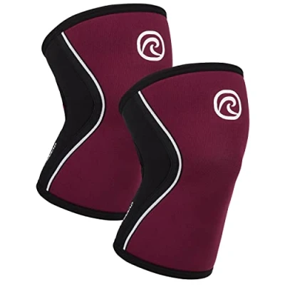 Imagen de Rehband rodillera vendaje fuerza sport, para Cross Fit &amp; entrenamiento pesado fabricada en neopreno de 5 mm, muchos colores y tallas, Color:Borgoña 1 Par, Talla:L