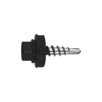 Imagen de Index AFNE144828 Tornillo punta broca reducida cubierta metal madera + arandela P 14 4,8x28 RAL 9011, envase de 250 unidades