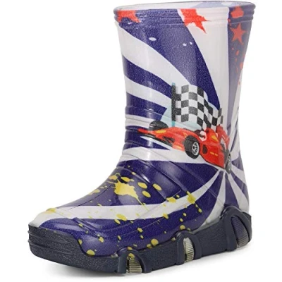 Imagen de Ladeheid Botas de Agua Unisex para niños Zapatos Resistentes al Goma Calzado Lluvia y niñas Infantiles SwkBW36 (Azul Oscuro Coche 36, 31/32 EU)