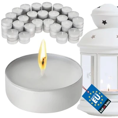 Imagen de KOTARBAU® 100 x velas de té, sin fragancia, 4 horas combustión, blancas, té pequeñas, Juego te, unidades