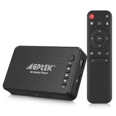 Imagen de Reproductor Multimedia, 4K@30hz HDMI Multimedia para TV con Salida de HDMI/AV/VGA Media Player 14TB HDD/Unidad USB 256G/Tarjeta SD/H.265 MP4 Control Remoto MP3 AVI RMVB MPEG