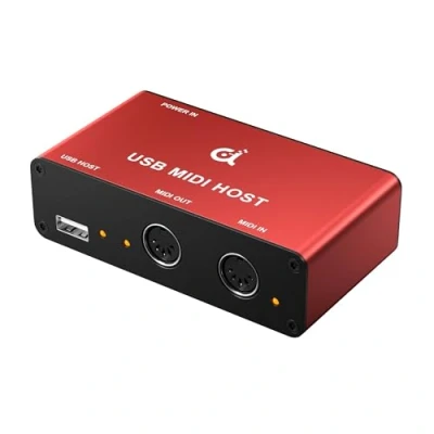 Imagen de DigitalLife Stand Alone USB MIDI Host Bridge Box Interfaces DIN de 1 Entrada/1 Salida 5 PIN, Indicador LED, Metal, Rojo