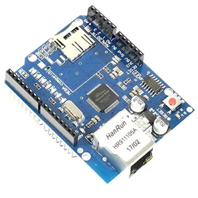 Imagen de Ranura para Tarjeta de Memoria Ethernet Shield + microSD, Controlador Red W5100 Arduino UNO/Mega por Paradisetronic