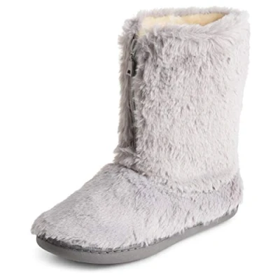 Imagen de Polar Mujer Espuma De Memoria Cremallera Piel Sintética CoveRojo Suela Goma Interior Al Aire Libre Acogedora Lujo Bota Zapatillas Gris UK4/EU37 YC0720